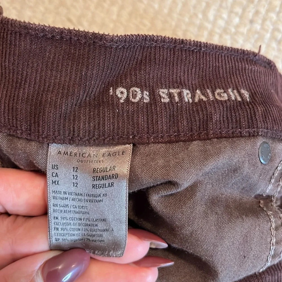 AMERICAN EAGLE OUTFITTERS corduroys pants Women 12  brown 90’s straight - Picture 5 of 10